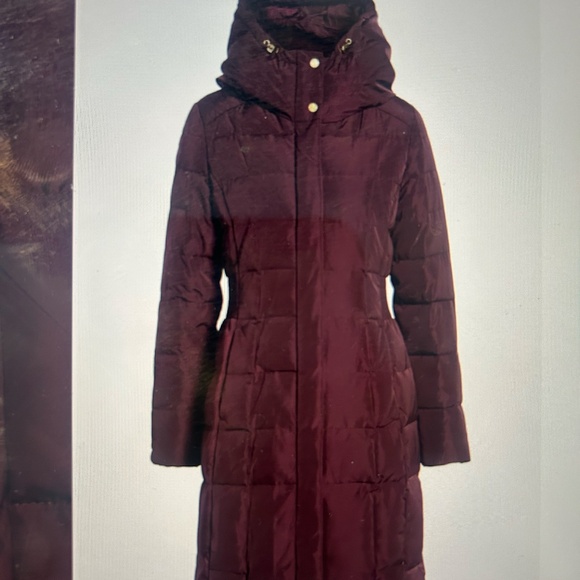 Maroon Small Bib Insert Down & Feather Fill Puffer Down Coat Cole Haan - Picture 7 of 7